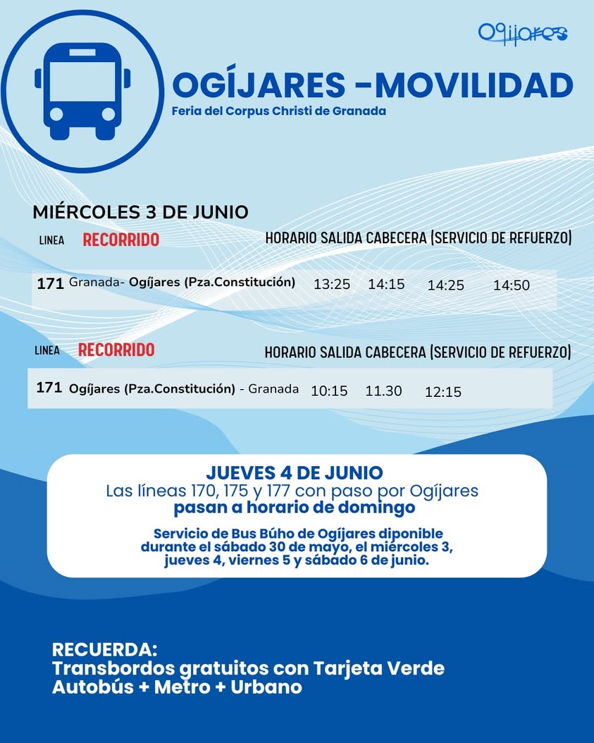 Refuerzo de transporte para Corpus Christi en Ogíjares