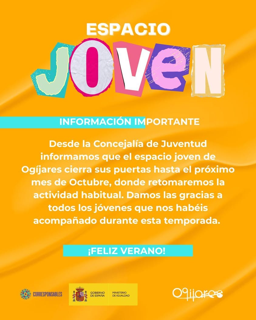 🎮 El Espacio Joven de Ogíjares despide la temporada hasta el próximo mes de octubre. Desde la Concejalía de Juventud qu.