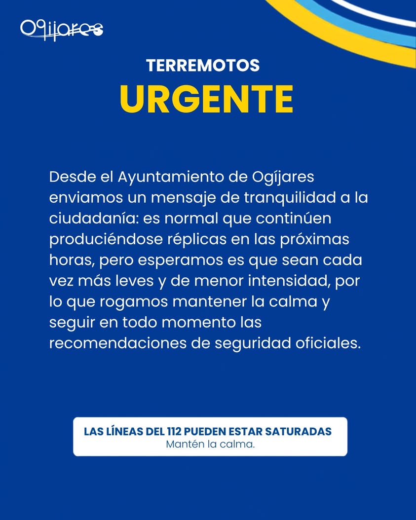 Mensaje del Ayuntamiento sobre seguridad sísmica