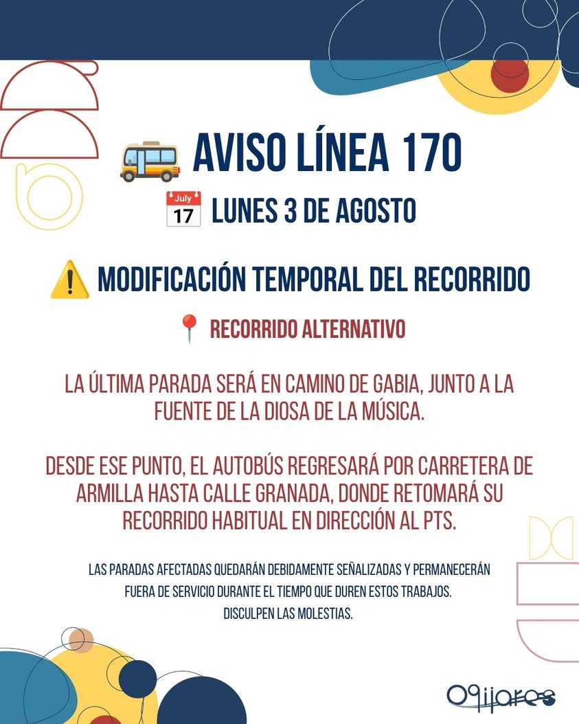 Modificación temporal de recorrido de la línea 170