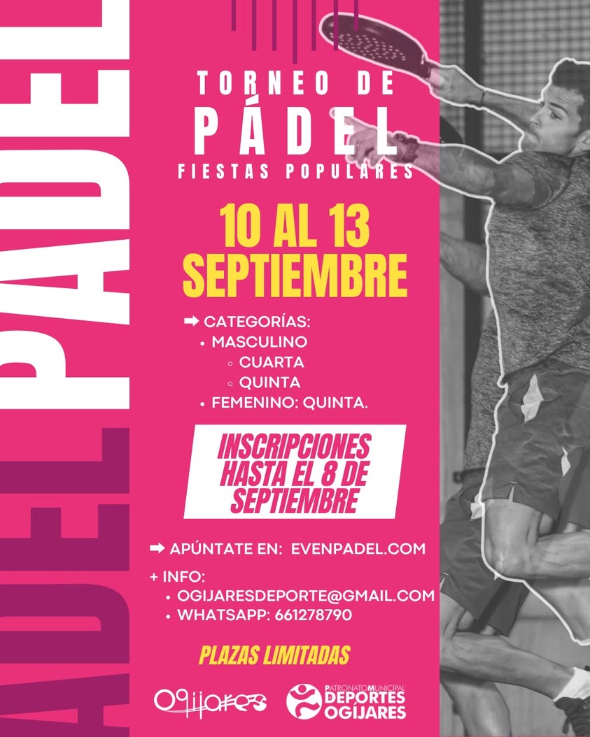 Abiertas inscripciones para torneo de pádel en Ogíjares